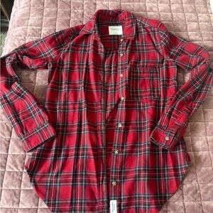 Abercrombie & Fitch Red Plaid Button-Down Shirt